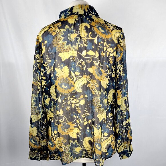 Boho Chic Soft Surroundings Keyhole Collar Button Up Blouse Size L - Picture 6 of 16